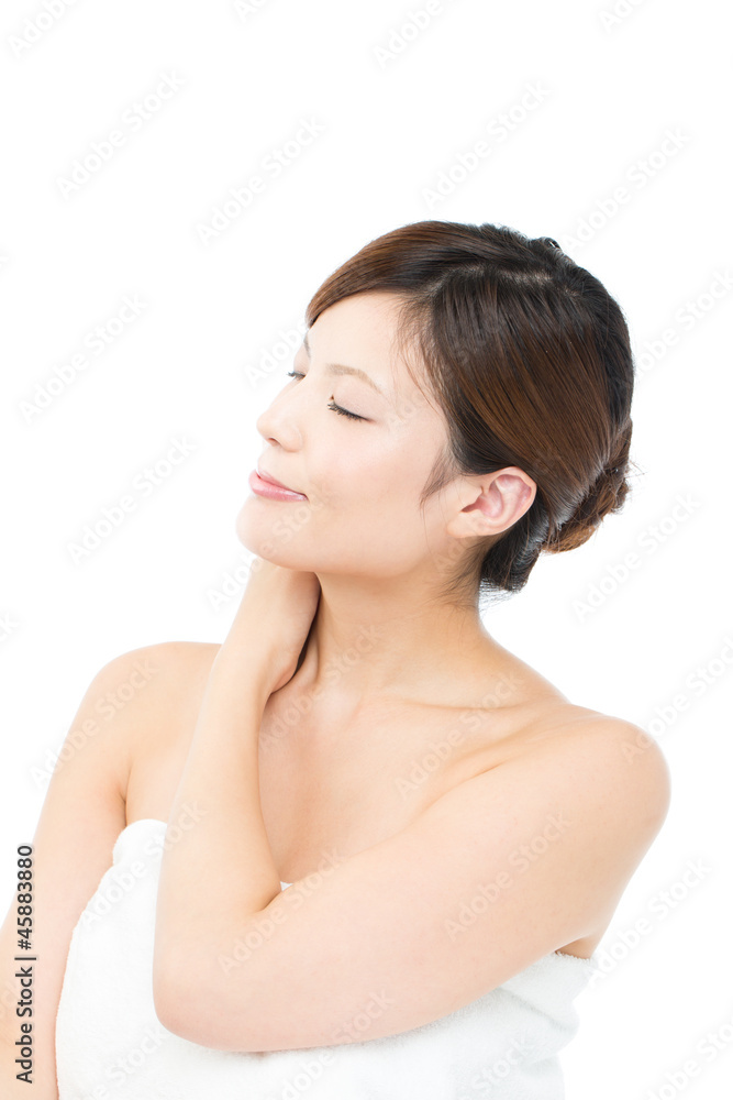 Beautiful young woman on white background. Portrait of asian. Beautiful young woman on white background. Portrait of asian.