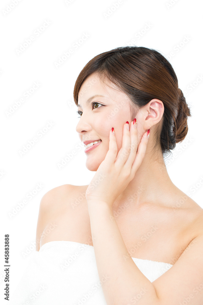 Beautiful young woman on white background. Portrait of asian. Beautiful young woman on white background. Portrait of asian.
