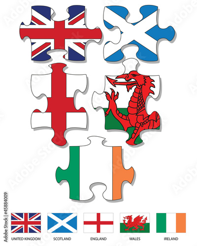 UK and Ireland country flag jigsaw pieces