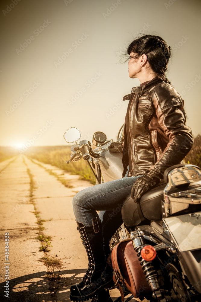 Naklejka premium Biker girl
