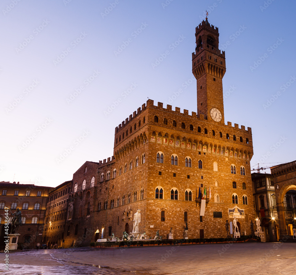 The Palazzo Vecchio (Old Palace) a Massive Romanesque Fortress P - obrazy, fototapety, plakaty 