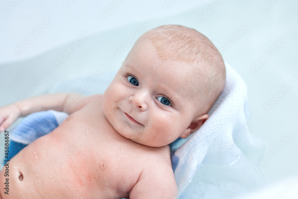 Little baby boy taking bath in bathtub Little baby boy taking bath in bathtub