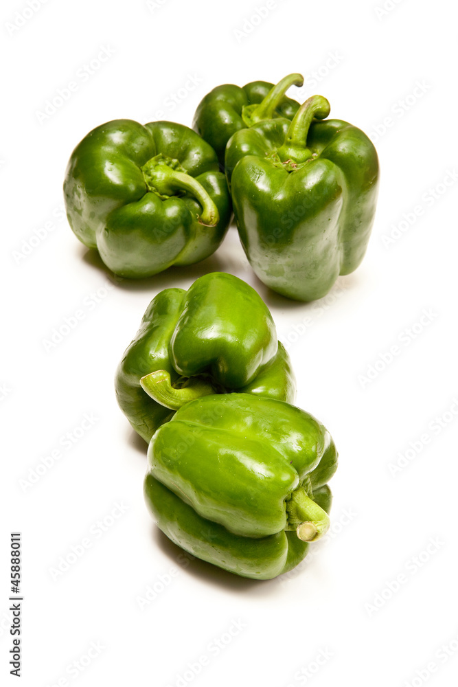 Green Bell peppers isolated on a white background. Green Bell peppers isolated on a white background.