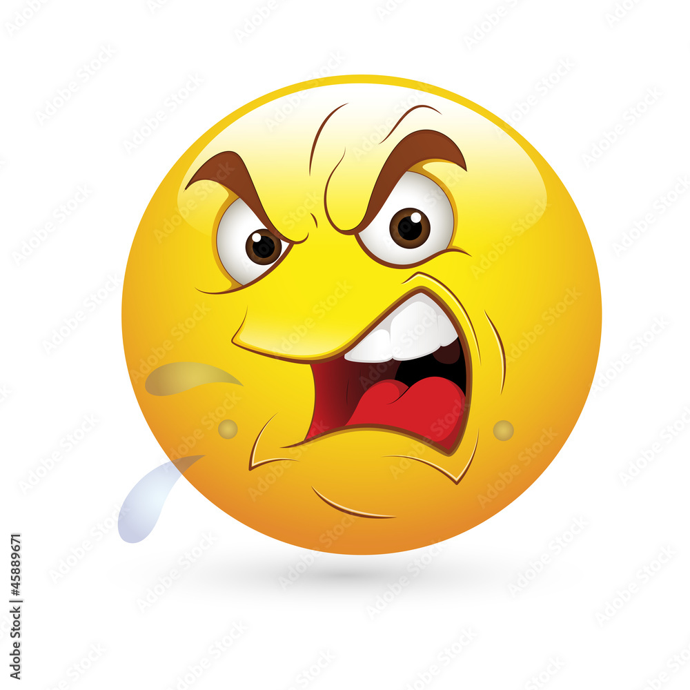 Smiley Emoticons Face Vector - Angry Expression Stock Vector | Adobe Stock