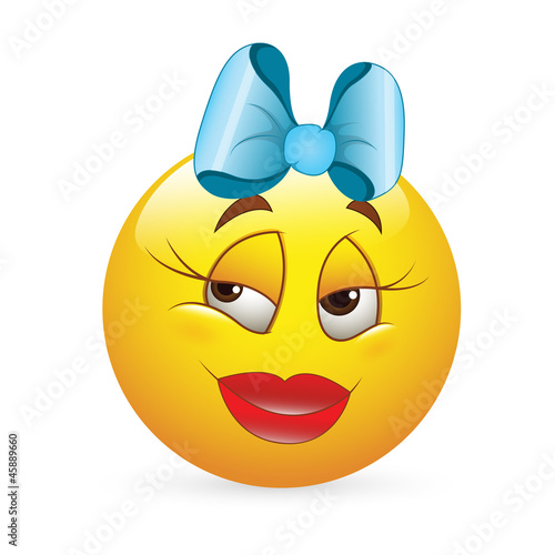 Smiley Emoticons Face Vector - Romantic Girl  Expression
