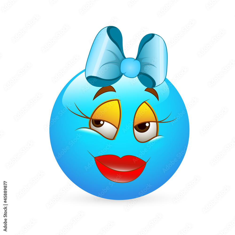 Smiley Emoticons Face Vector - Girlish Expression Smiley Emoticons Face Vector - Girlish Expression