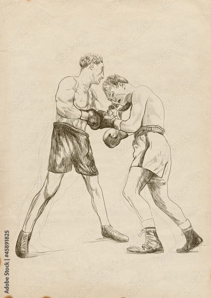 Fototapeta premium boxing duel (this is original sketch - digital tablet technique)