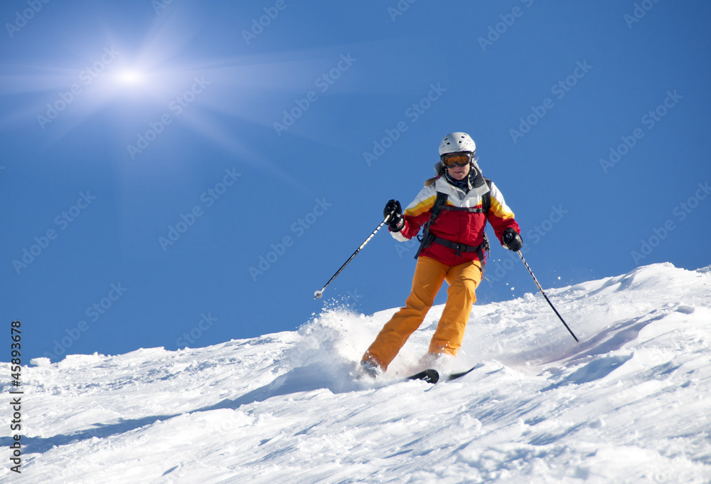 Skifahrer an einem Traumtag