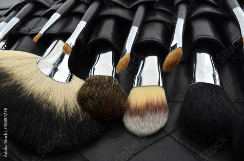 Professional makeup case with brushes