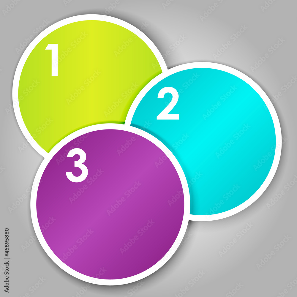 Set 3 of numbered round stickers Set 3 of numbered round stickers