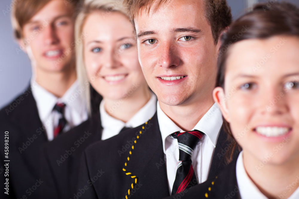 group of high school students in uniforms closeup portrait group of high school students in uniforms closeup portrait