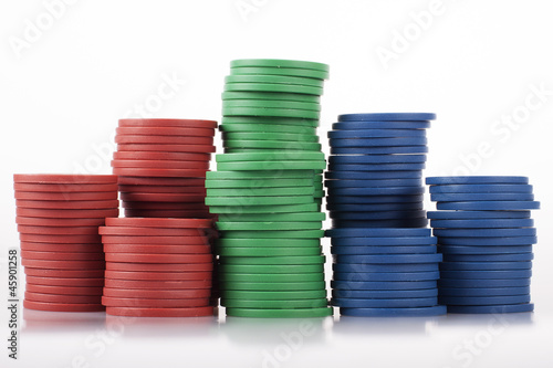Rough Cheap Plastic Poker Chips in Stacks