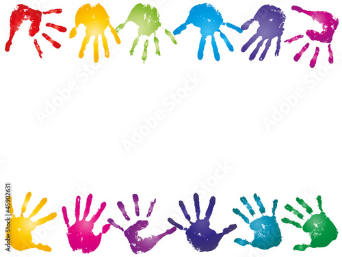 High resolution conceptual painted hand shape isolated on white