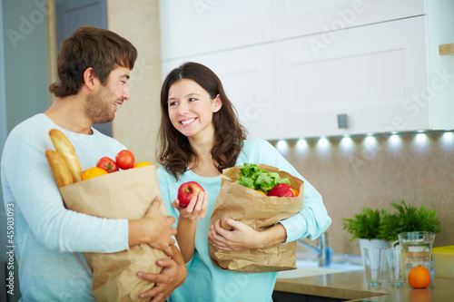 Couple with packets photo