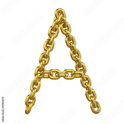3d Gold Chain Alphabet Font - A