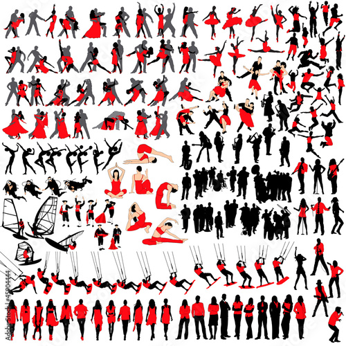 Over 150 people at leisure silhouettes