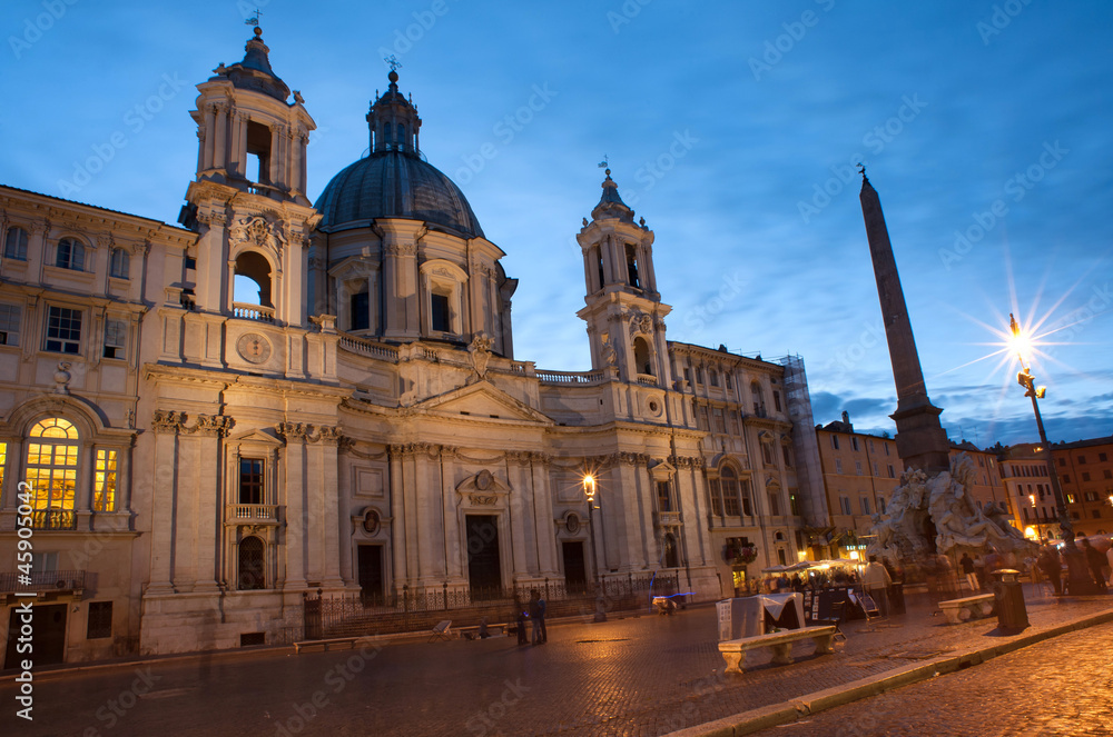 Fototapeta premium Piazza Navona at dusk. Rome, Italy.