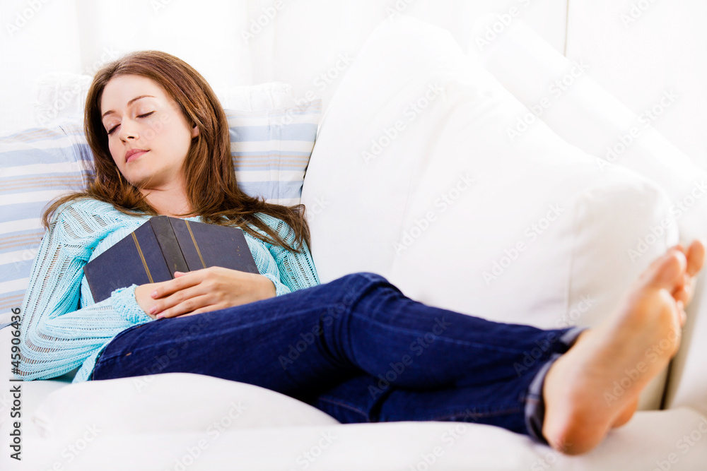 Beautiful Girl Sleeping Peacefully On The Couch Beautiful Girl Sleeping Peacefully On The Couch