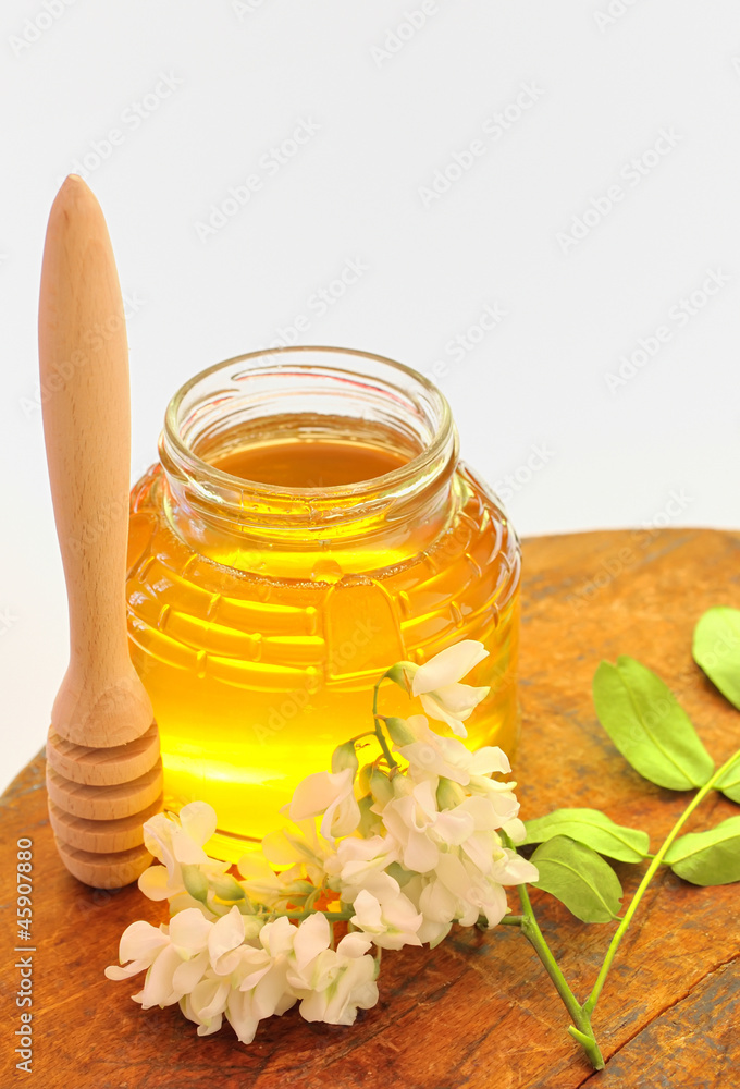 Honey in glass jar Honey in glass jar