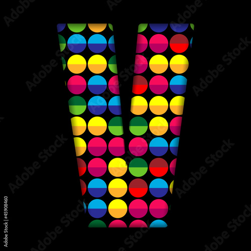 Alphabet Dots Color on Black Background V