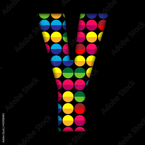 Alphabet Dots Color on Black Background Y