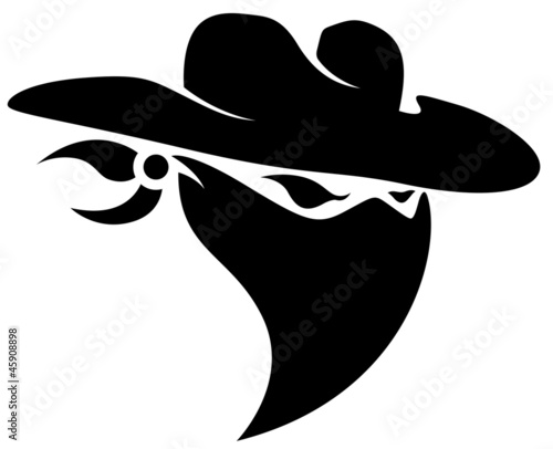 Valokuvatapetti Thief Cowboy Mascot Tattoo Vector Illustration