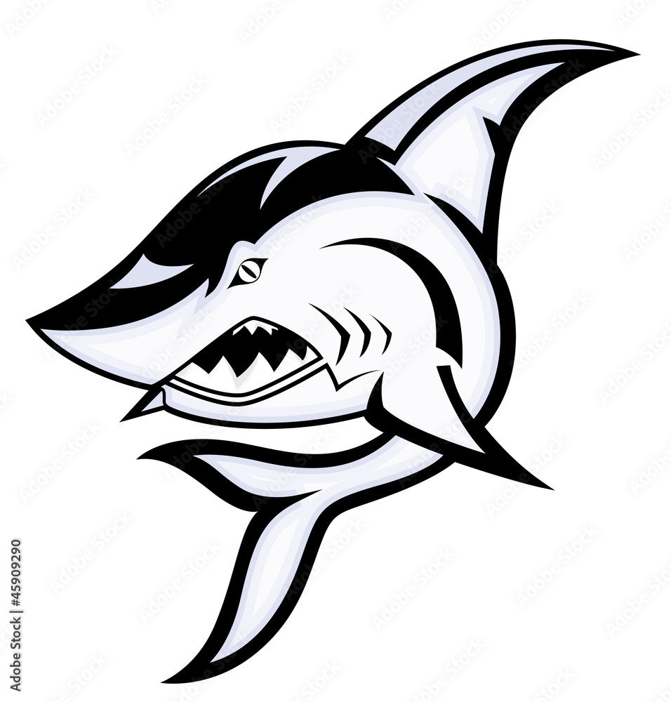 Obraz premium Angry Shark Mascot Vector Illustration