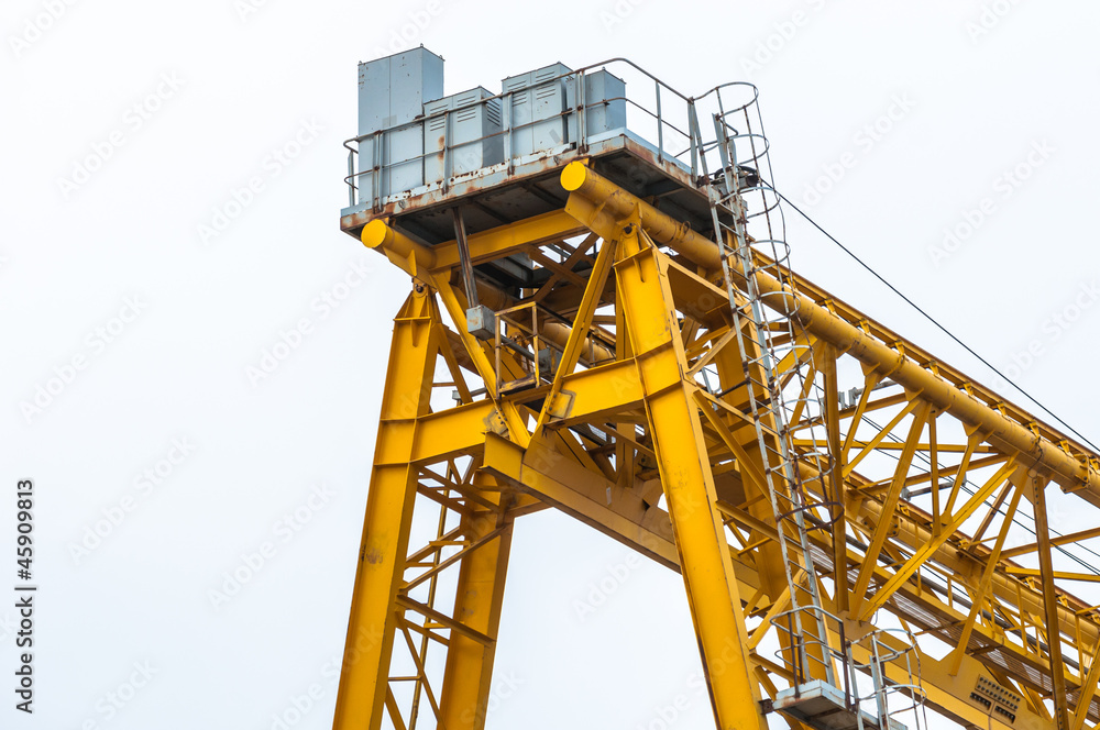 Industrial crane against white