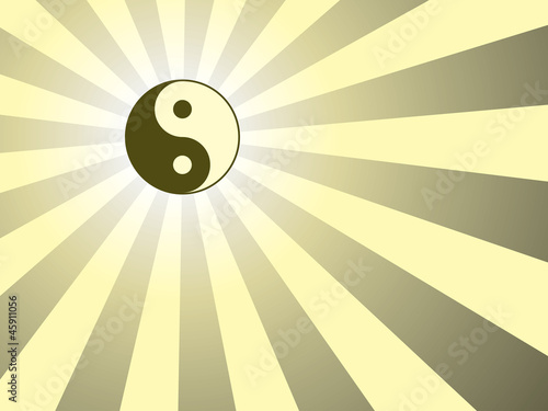 abstract rays background with yin yang symbol