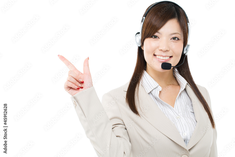 Beautiful business operator on white background Beautiful business operator on white background