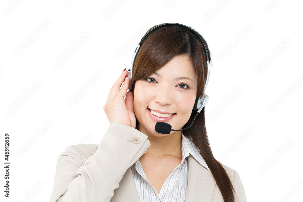 Beautiful business operator on white background Beautiful business operator on white background