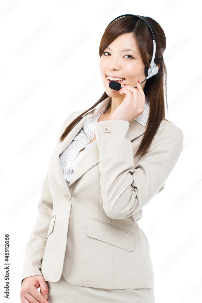 Beautiful business operator on white background Beautiful business operator on white background