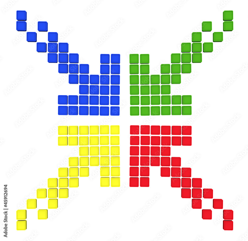 pattern of colored arrows made ​​out of blocks