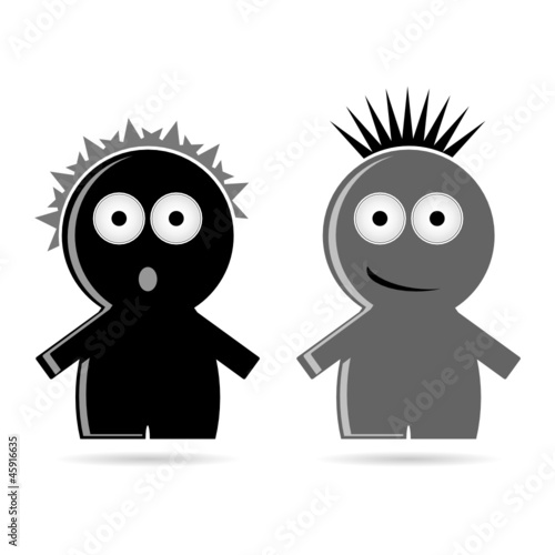 funny grey and black people icon vector illustration