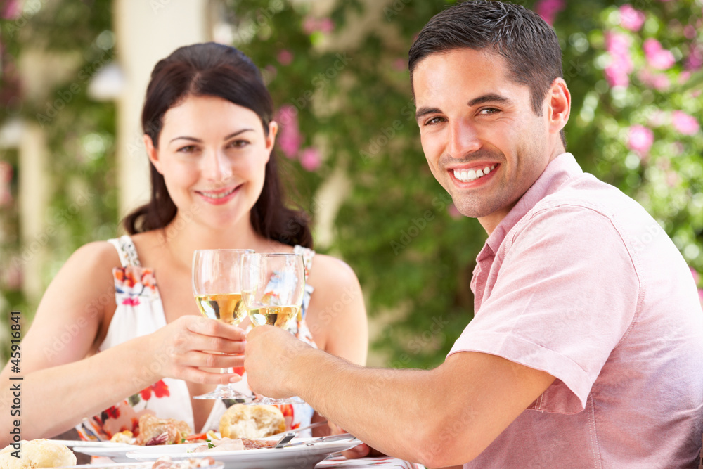 Couple Enjoying Meal outdoorss Couple Enjoying Meal outdoorss