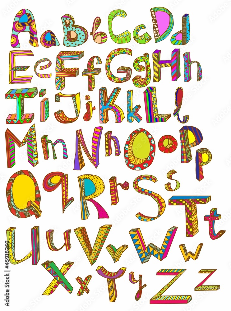 Color hand drawn alphabet Color hand drawn alphabet