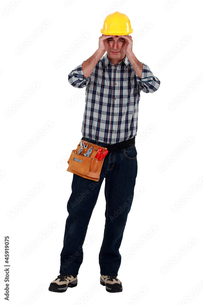 Construction worker isolated on white background