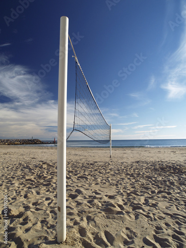 Volleyball net in a mediterranean beach.