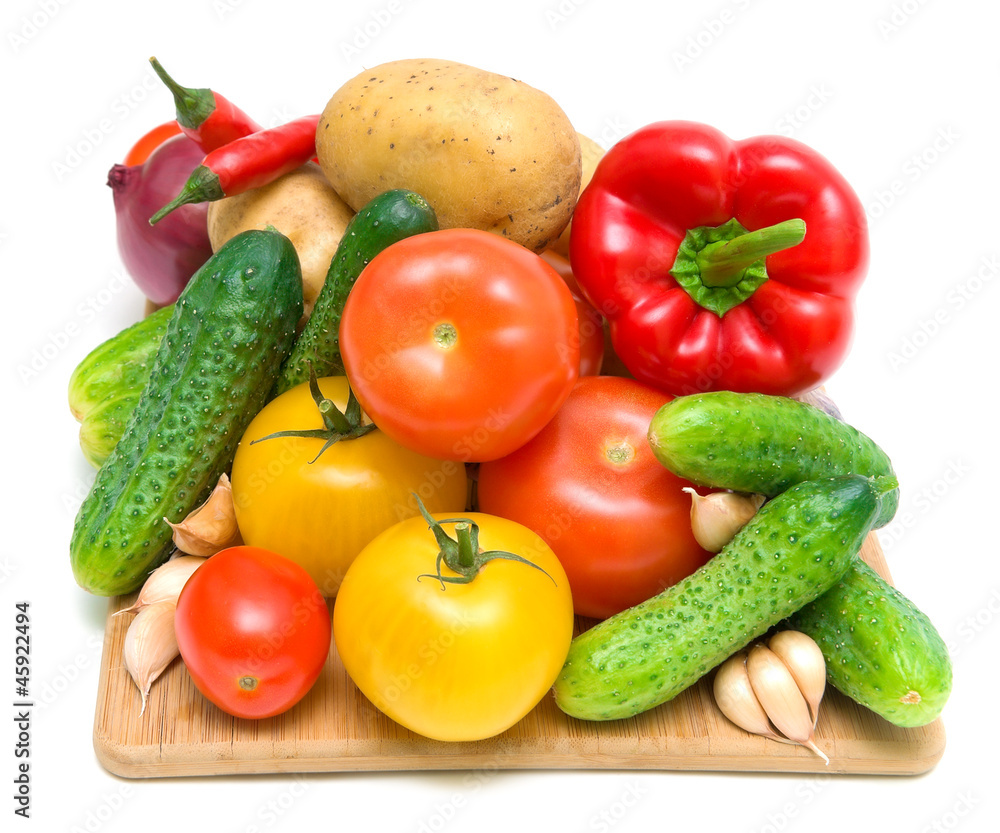 vegetables on a cutting board close up