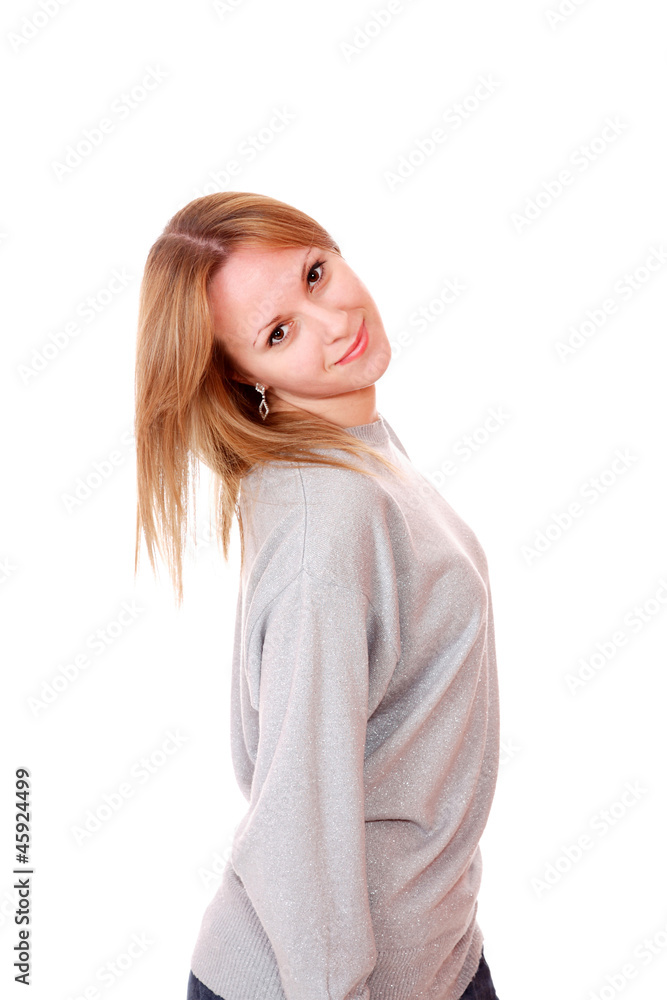 woman casual portrait in positive view woman casual portrait in positive view