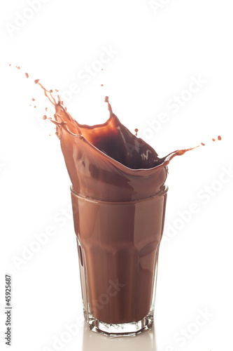 splash of chocolate in a glass