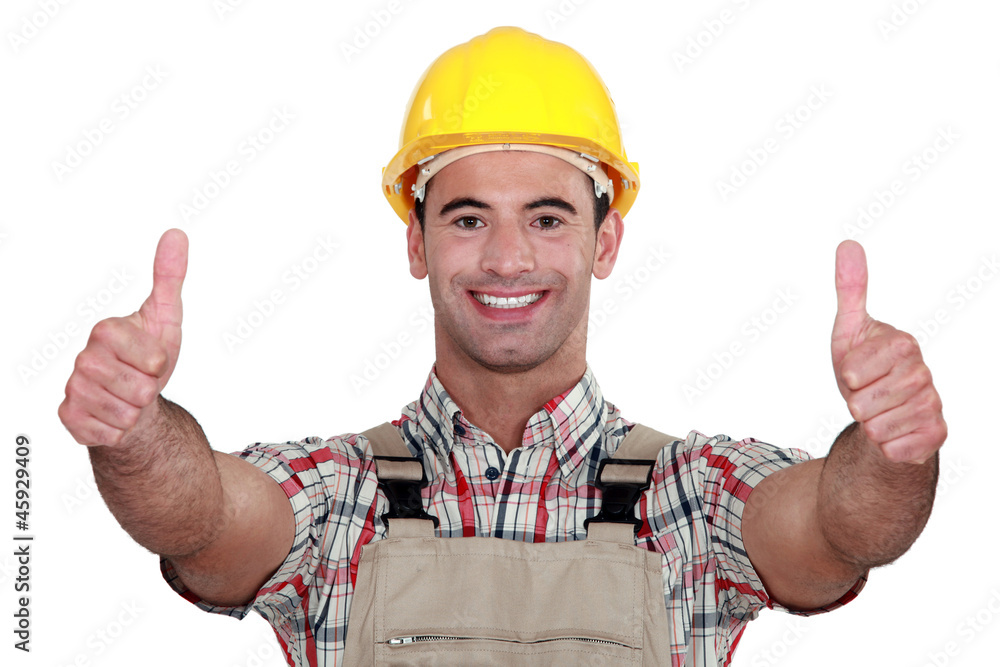 Tradesman giving two thumb's up