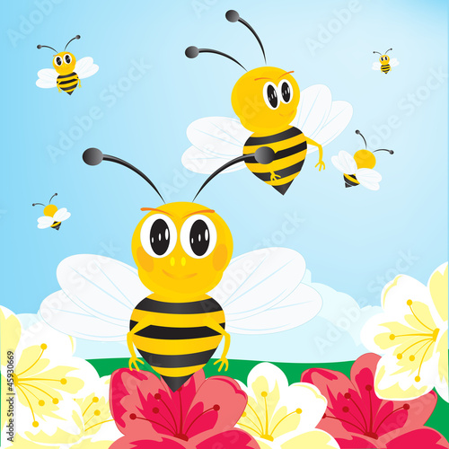 Bees collect honey