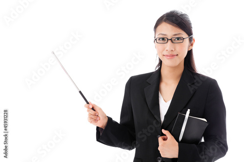 asian businesswoman on white background