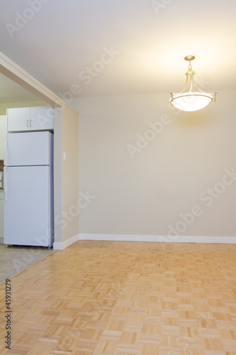 Empty Living Room with kitchen  in a new apartment