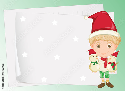 paper sheets and boy
