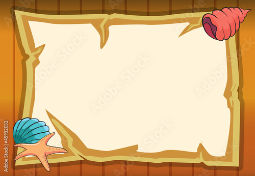 shell, star fish and map