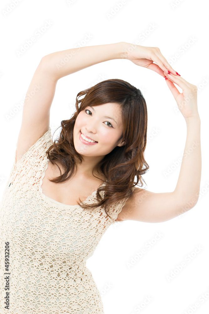 Beautiful young woman on white background. Portrait of asian. Beautiful young woman on white background. Portrait of asian.