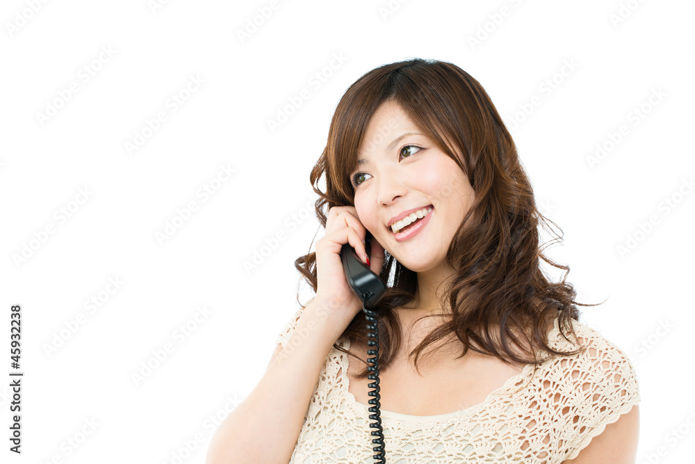 Beautiful young woman using a telelphone. Portrait of asian. Beautiful young woman using a telelphone. Portrait of asian.