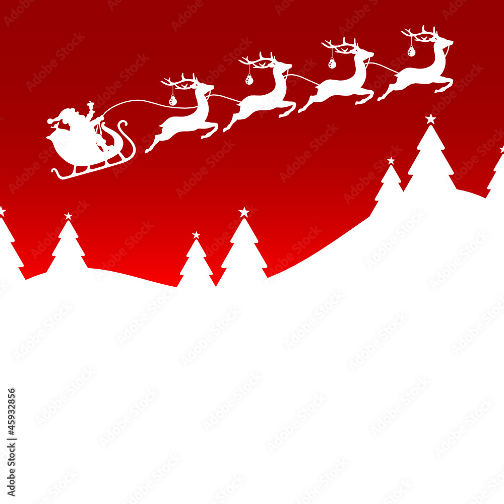 Xmas Card Christmas Sleigh Silent Night Red Xmas Card Christmas Sleigh Silent Night Red